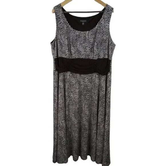 Perceptions Women's Dress Plus Size 20W Brown & White Sleeveless Midi Dress - Picture 8 of 8